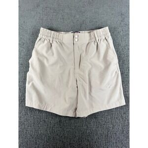 Burlebo Mens Performance Shorts Tan Khaki Elastic Waist Outdoor Size S